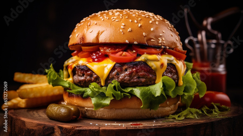 burger white background food Photography high quality, generative ai
