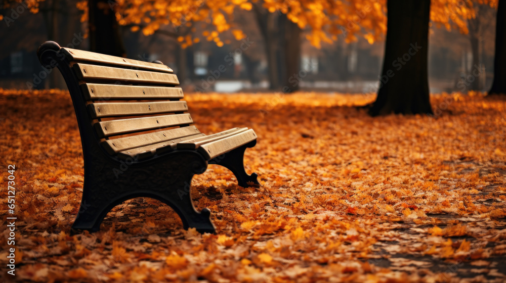 banc public dans un parc entouré de feuilles mortes au mois de novembre en automne banc public dans un parc entouré de feuilles mortes au mois de novembre en automne