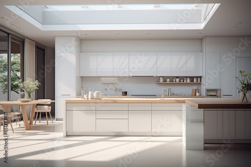 Aesthetic Kitchen Room Interior Design Created with Generative AI © dendyh7
