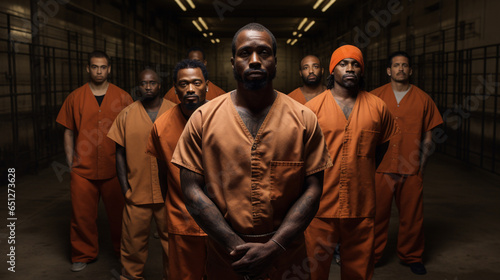 Men standing in a cold, hard, prison.