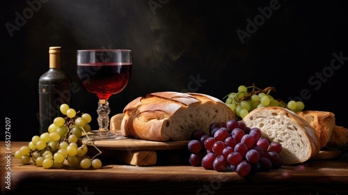 Christian Symbolic Still Life: Wine, Bread,