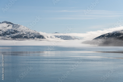 Fog on the mountains and sea in Passage Canal, Whittier, Alaska USA © dvlcom