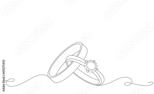 wedding ring vector line art style. romantic valentine background