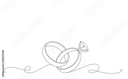 wedding ring vector line art style. romantic valentine background