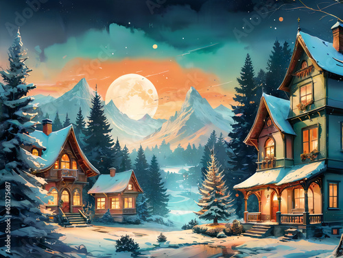 christmas landscape, Snowy Town, Christmas Town