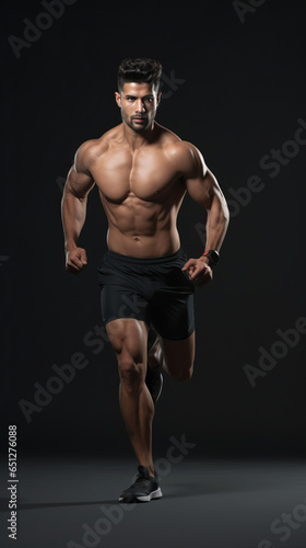 Man running, black background, high shutter speed