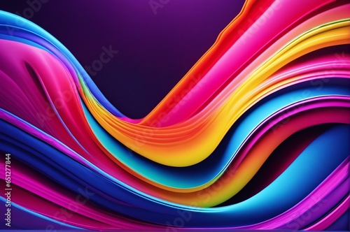 Abstract iridescent neon holographic twisted wave in motion. Vibrant colorful gradient design element for banner  background. 