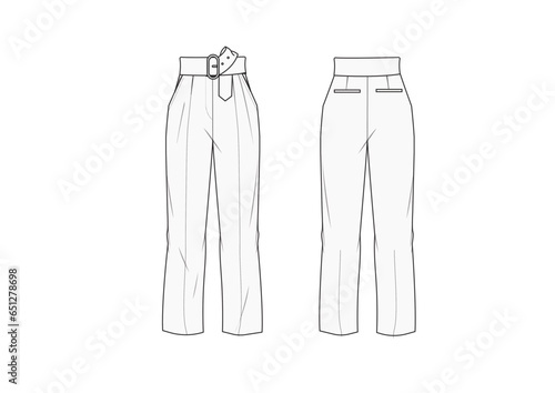 straight trouser with wide belt detail