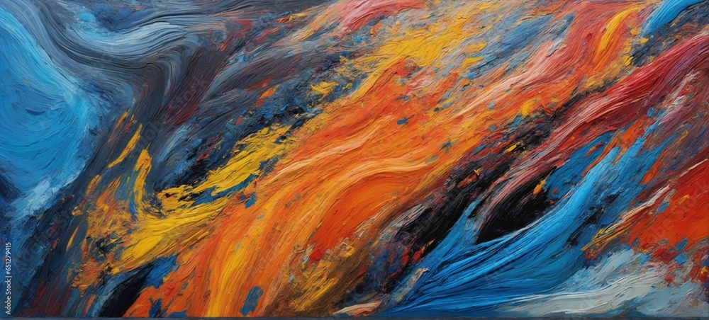 Vivid Textured Multicolored Oil Painting Closeup