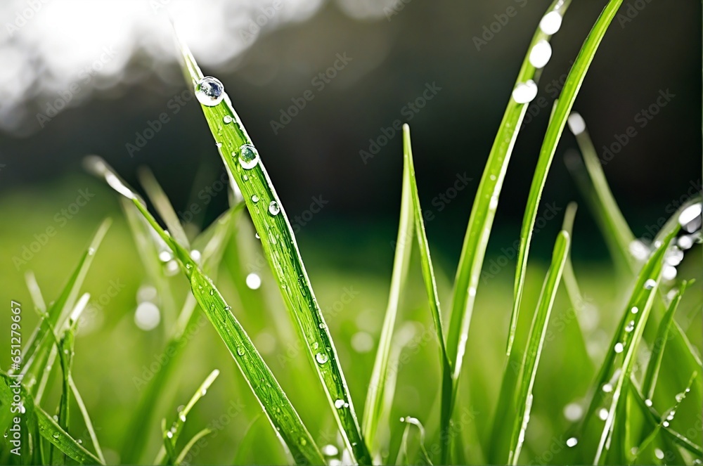 Fototapeta premium dew drops on grass