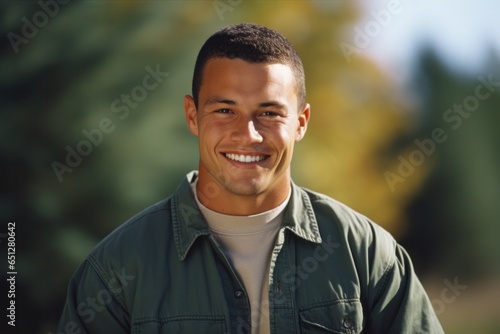 Portrait of a happy mixed-race man on a blurred background. Close-up shot.