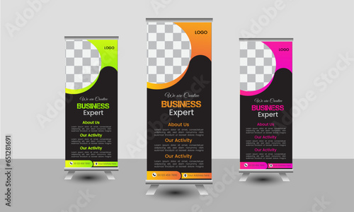Creative  modern clean and corporate Business roll up banner template design,
 Roll up banner stand vector minimal design
 photo
