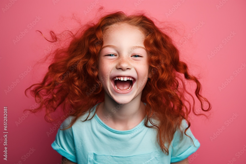 Tickled Pink: A Grinning Girl with Fiery Locks