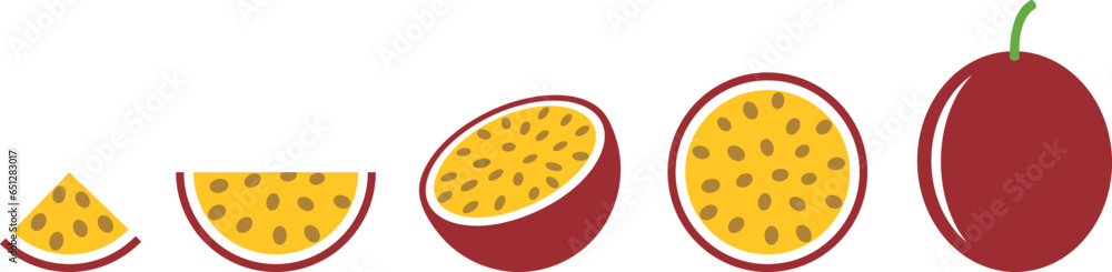 Obraz premium Passion fruit logo. Isolated passion fruit on white background