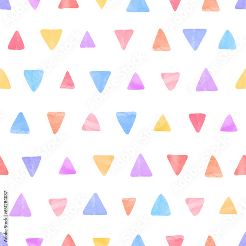 Colorful triangle pattern. Vector seamless geometric background with watercolor triangles	