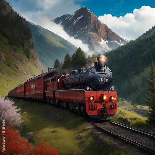 steam train in the mountains