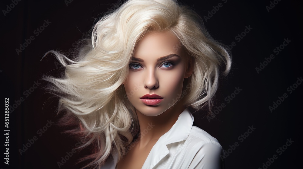 modern allure of a stylish girl with ultra blonde hair, reflecting the essence of beauty and fashion.