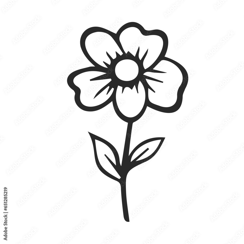 Hand drawn vector illustration of flower. Element on white. Doodle icon Hand drawn vector illustration of flower. Element on white. Doodle icon