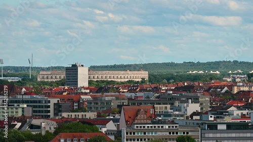 Nuremberg, Germany, August 1, 2023. Footage in the direction of the conference center wanted by Hitler for its rallies. Reminiscent of the Colosseum in appearance. It stands out on the skyline. photo