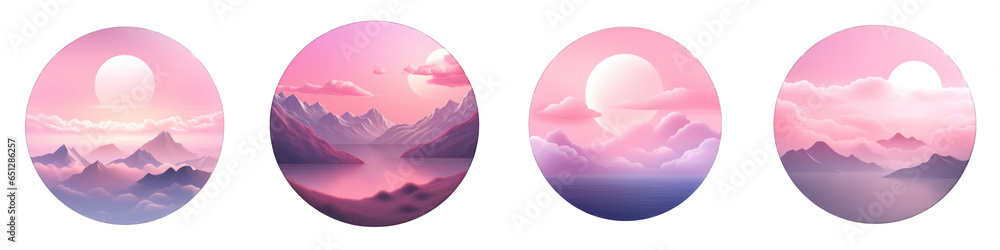 Pink Sky clipart collection, vector, icons isolated on transparent background