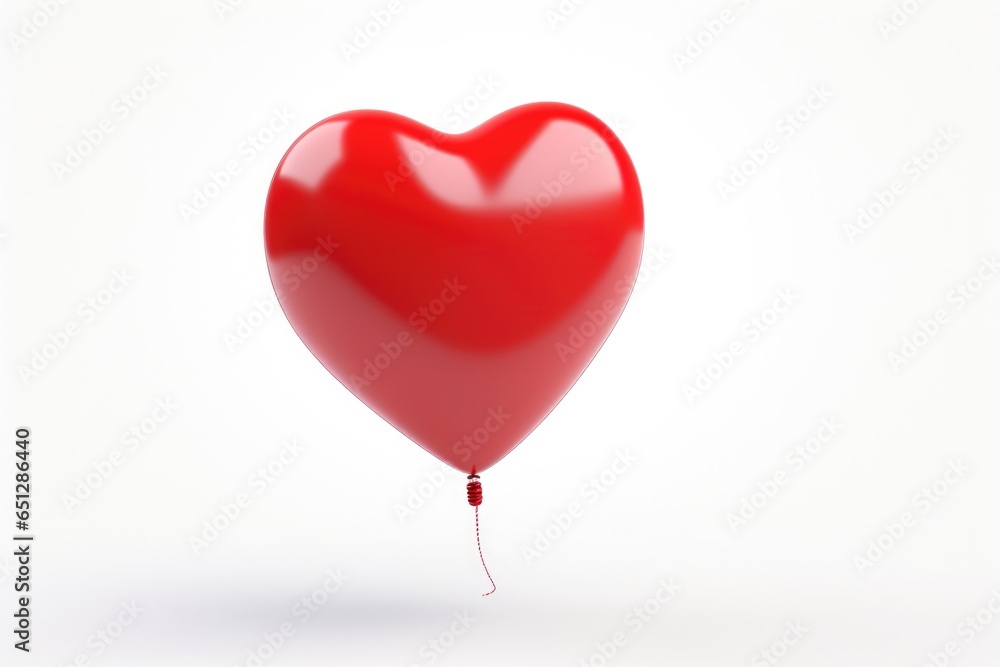 Red heart shaped balloon on white background Red heart shaped balloon on white background