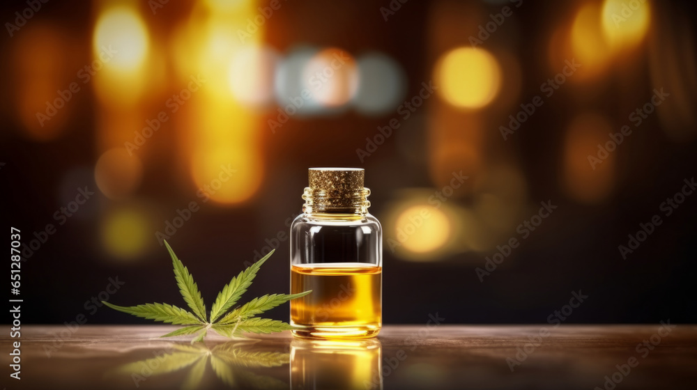 Cannabis oil in bottle on background with copy space. Medical cannabis Cannabis oil in bottle on background with copy space. Medical cannabis