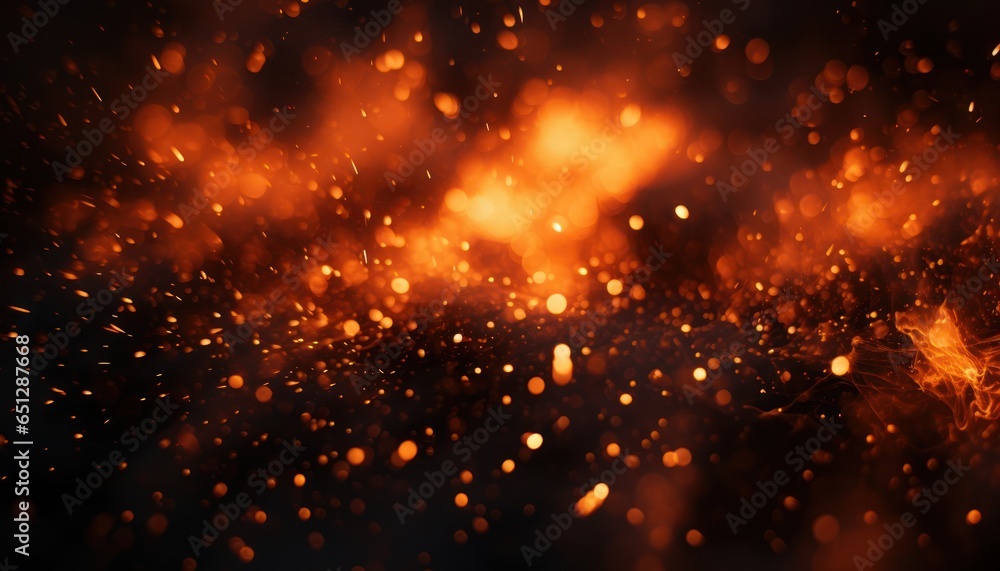 Photo of a abstract night scene with vibrant orange lights