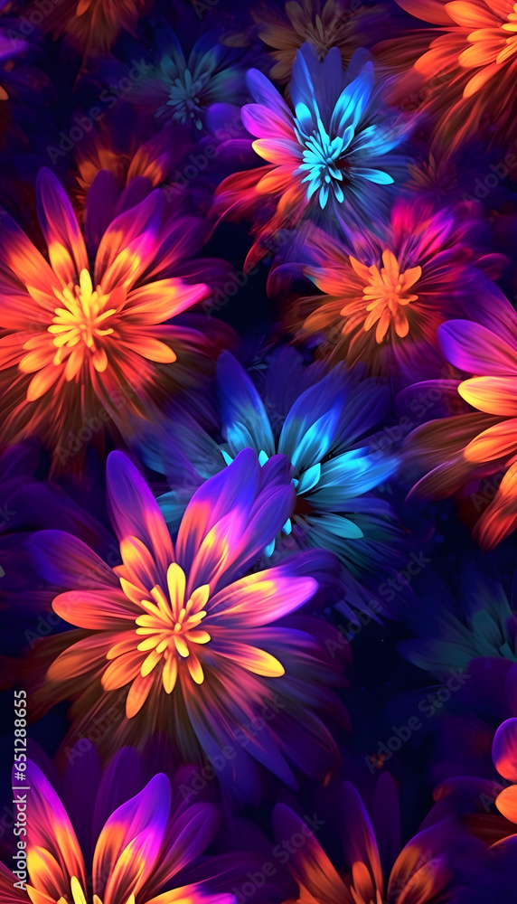 Flowers Glowing Colorful Flowers Glowing Colorful