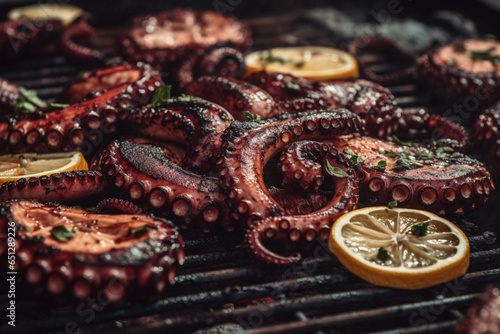 Capture the mouthwatering essence of Grilled Octopus wi, generative ai