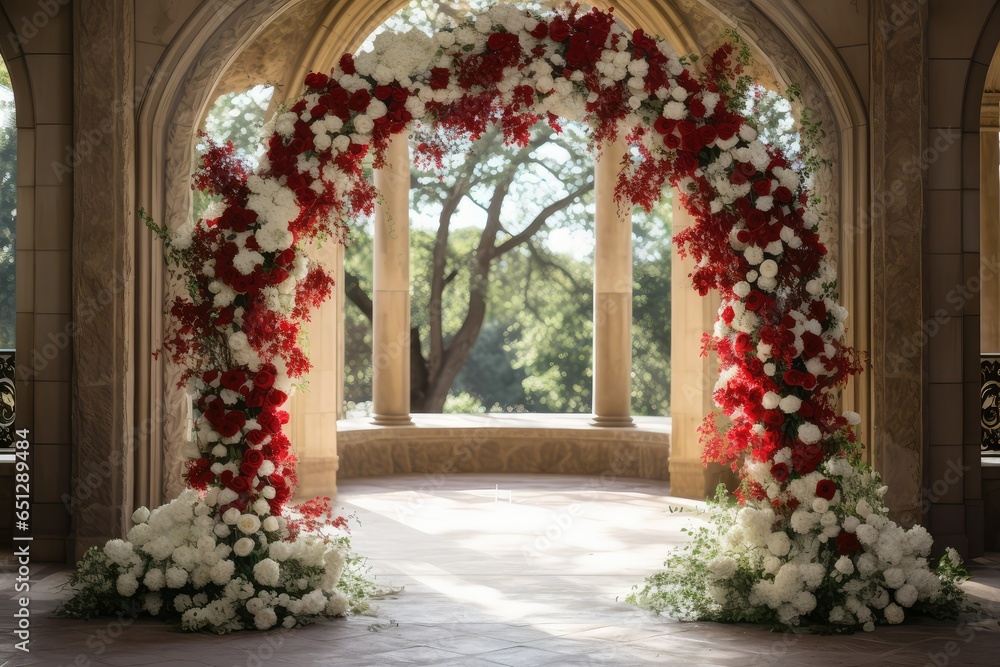 Wedding arch decorated with flowers