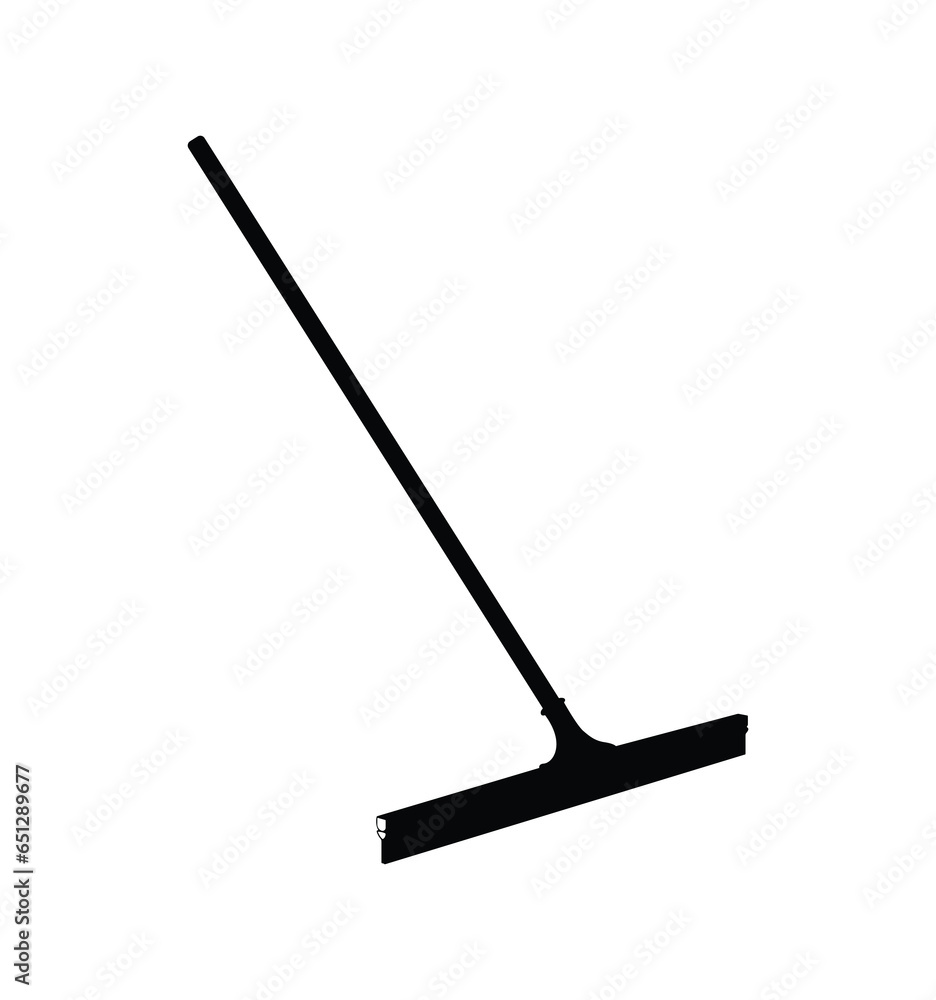 Floor squeegee silhouette, washing, cleaning and housekeeping tool Floor squeegee silhouette, washing, cleaning and housekeeping tool