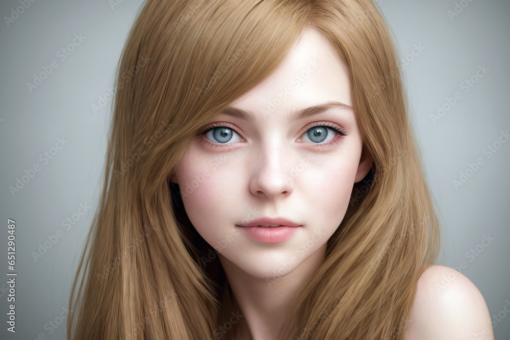 Portrait of a beautiful girl with big eyes in the forest Portrait of a beautiful girl with big eyes in the forest