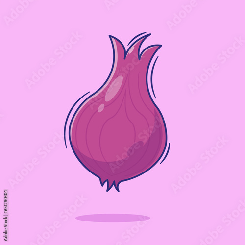 Vector illustration of cute cartoon onion mascot concept