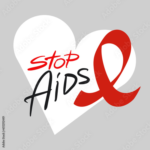 World AIDS day red ribbon aids symbol, vector Illustration