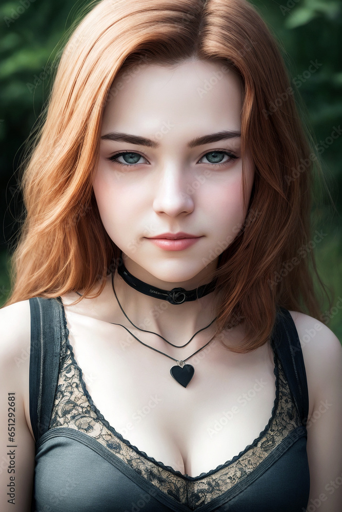 Portrait of a beautiful girl with big eyes in the forest Portrait of a beautiful girl with big eyes in the forest