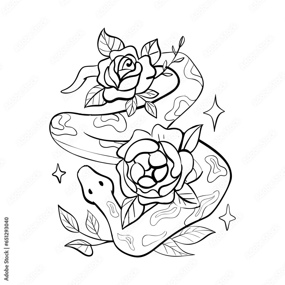 Vector skull and snake illustration for t-shirt and other uses Vector skull and snake illustration for t-shirt and other uses