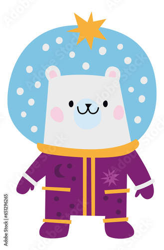 Wallpaper Mural Space adventure mascot. Cute polar bear astronaut Torontodigital.ca