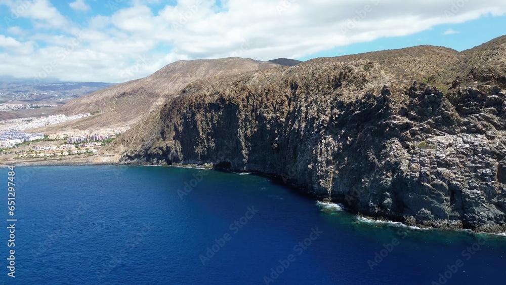 Large rock formations that look like Los Gigantes right on the atlantic ocean on the Canary Island of Tenerife.