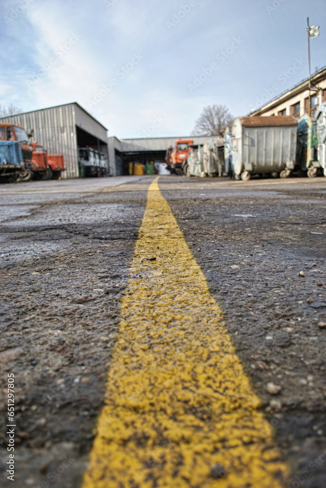 Yellow stripe on the road