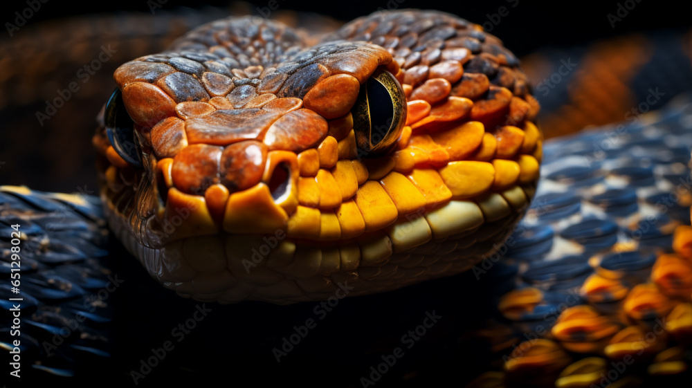 close up photo of a golden snake, AI Generative. close up photo of a golden snake, AI Generative.