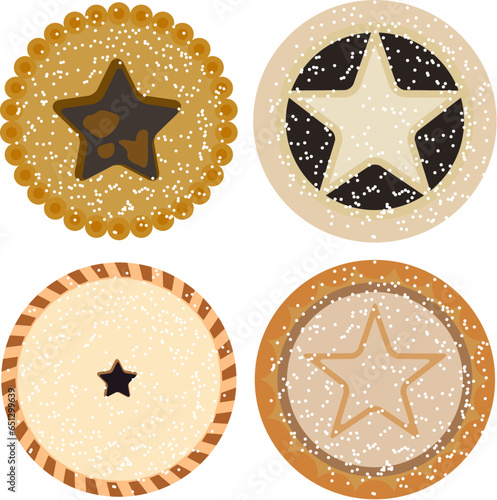 vector Christmas mince pie set