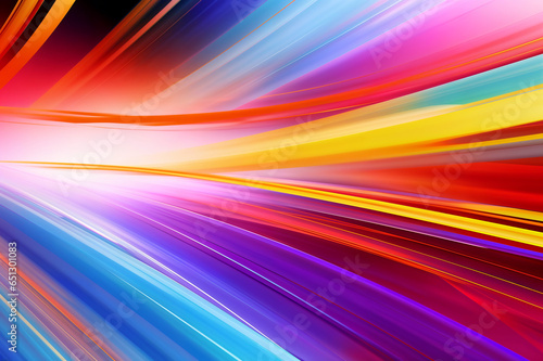 Abstract digital stripe shapes in motion of a red, orange, yellow, and blue color
