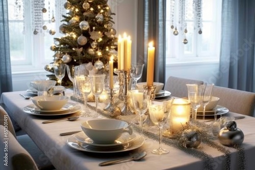 Table served for Christmas dinner  AI Generated