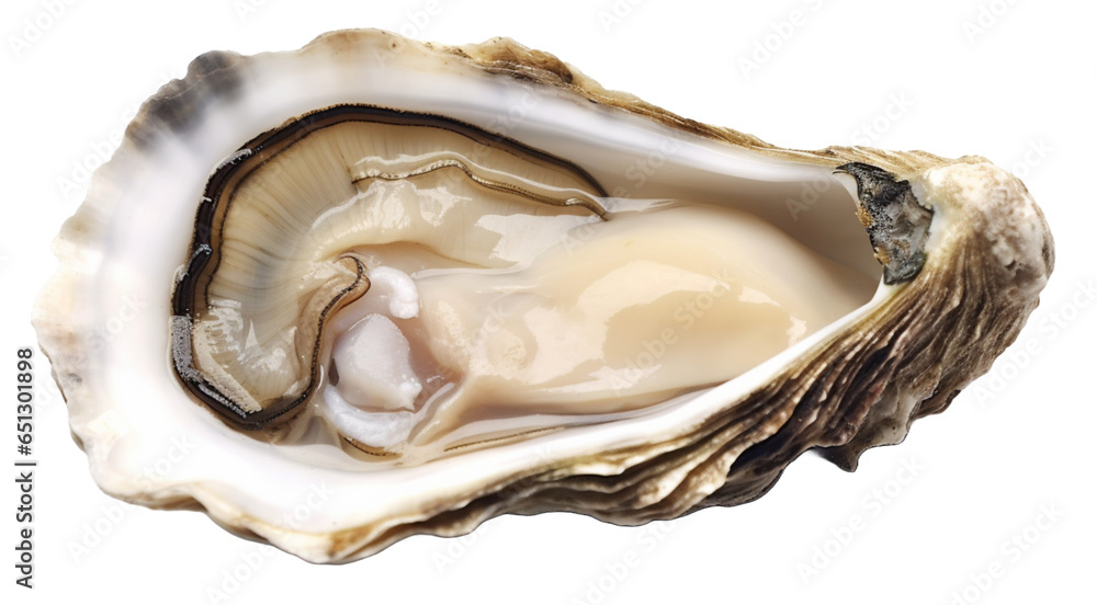 Fresh raw oysters on transparent background. - obrazy, fototapety, plakaty 
