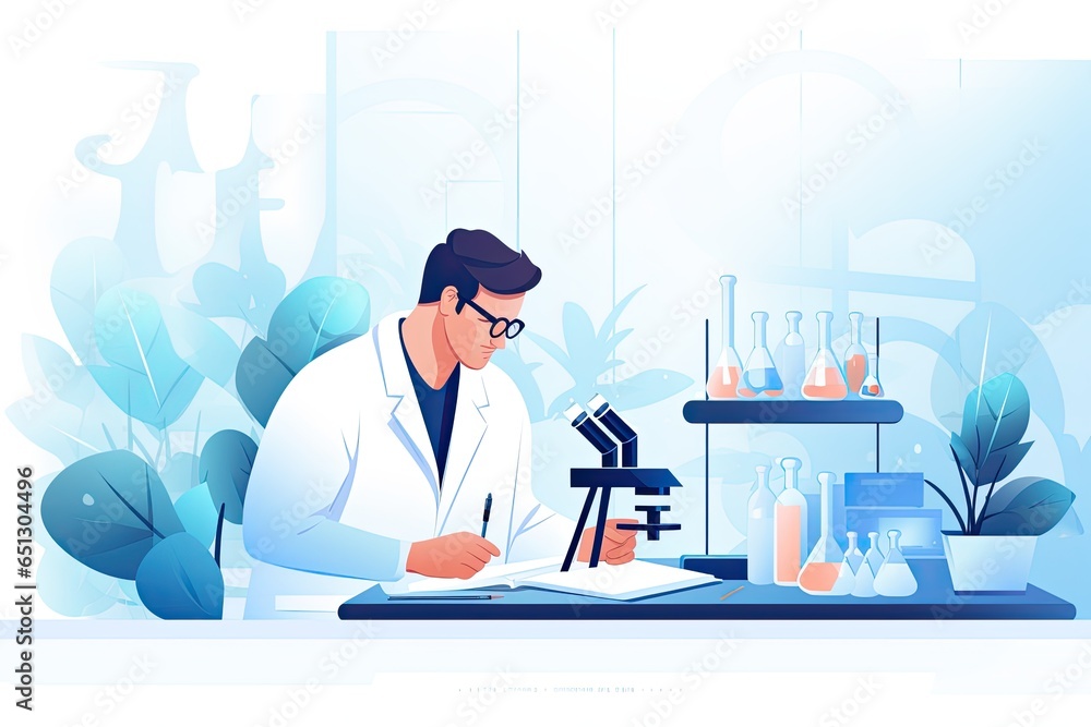 scientist in a white coat works in the laboratory scientist in a white coat works in the laboratory