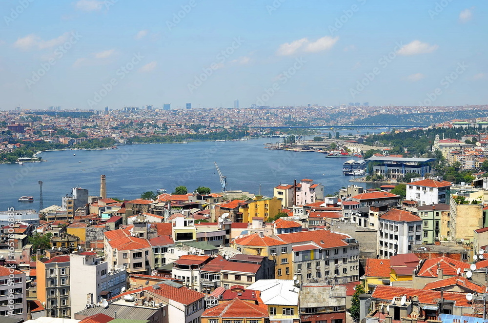 A magnificent view of Istanbul city from the top of Galata tower.