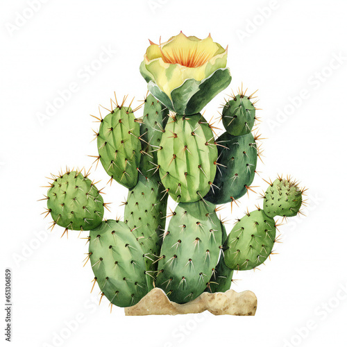 watercolor cactus on white background