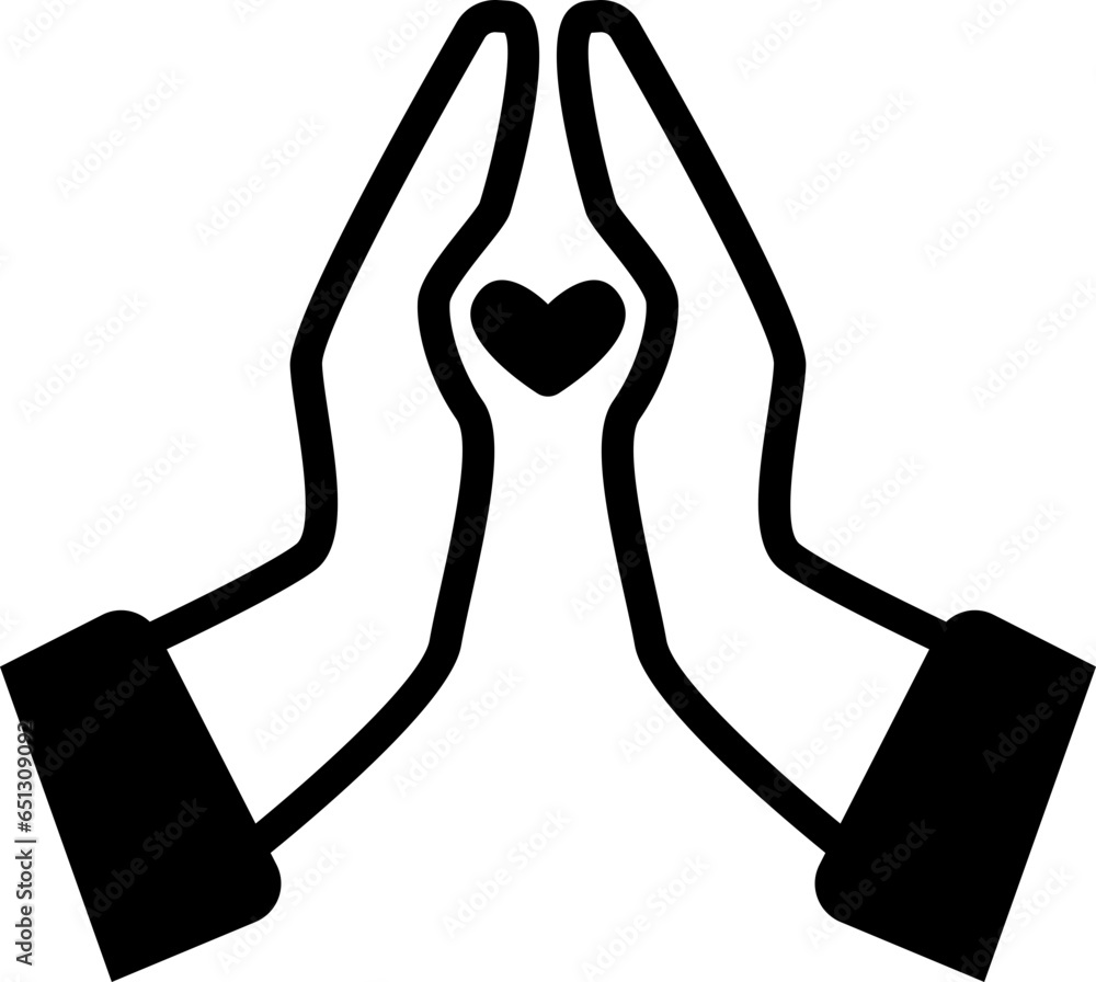 Thank you icon, prayer, meditation, or a gesture of respect and gratitude