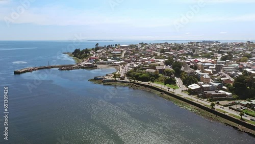 Aerial view of the waterfront of Ancud in Chiloé photo