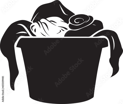 A silhouette laundry bucket with dirty clothes